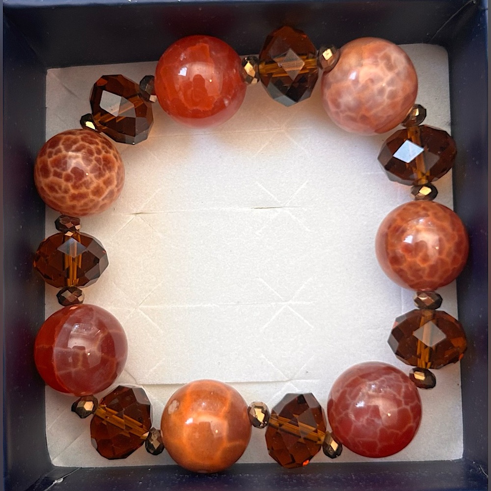 Orange and brown beaded bracelet